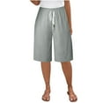 thumbnail image 1 of Clearance Linen Capris for Women Summer Drawstring Elastic Waist Sweatpants Baggy Stretchy Wide Leg Capri Pants Boho Wear Quick Dry Active Capris Dressy Flowy Trouser Golf Joggers Pants with Pockets, 1 of 6