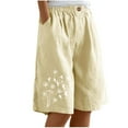 thumbnail image 1 of Clearance Linen Shorts for Women Wild-Flower Printed Bermuda Shorts Baggy Relaxed Fit Pull On Stretch Sweatpant Quick Dry Active Shorts Baggy Relaxed Fit Chino Shorts Workout Sport Yoga Clothes, 1 of 3