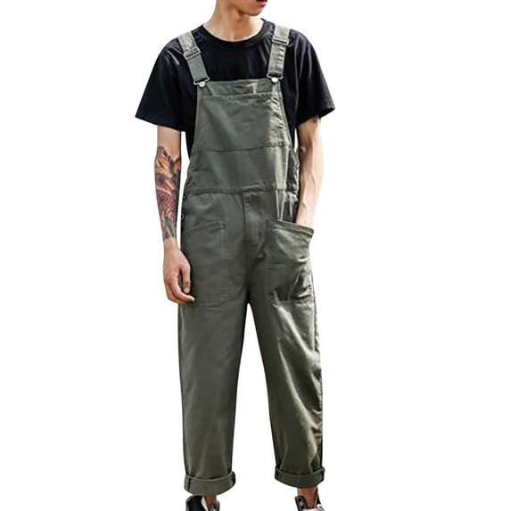 Clearance! Lisingtool Cargo Pants for Men Men's Bib Overalls Fashion Relaxed Fit Casual Jumpsuit Cotton Lightweight Overalls with Pockets Promotion Sale