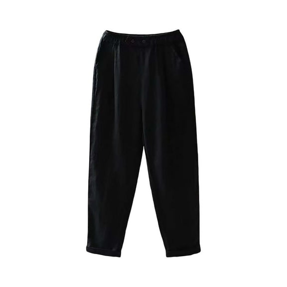 Lisingtool Casual Pants for Women Trendy Women's Fashionable Casual Thin Loose Large Size Slim And Versatile Nine Point Casual Pants Black