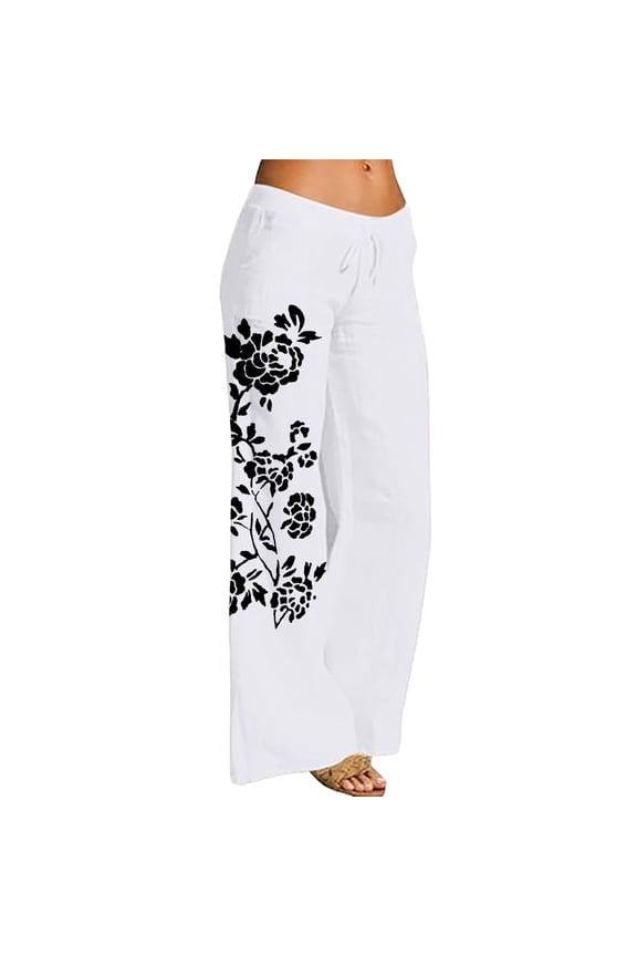 Casual Pants for Women Trendy Womens Wide Leg Palazzo Pants High Waisted Pant Smocked Pleated Loose Fit Casual Trousers Black on
