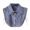 thumbnail image 1 of Clearance! Lisingtool Detachable Collar Women Stripe Button Blouse False Collar Clothes Shirt Detachable Collars Light Blue Promotion Sale, 1 of 4