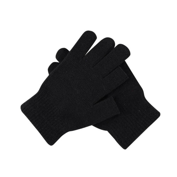 Clearance! Lisingtool Gloves Men's and Women's Writing Gloves Stretch Knitted Show Finger Solid Color Cycling Gloves Black Promotion Sale