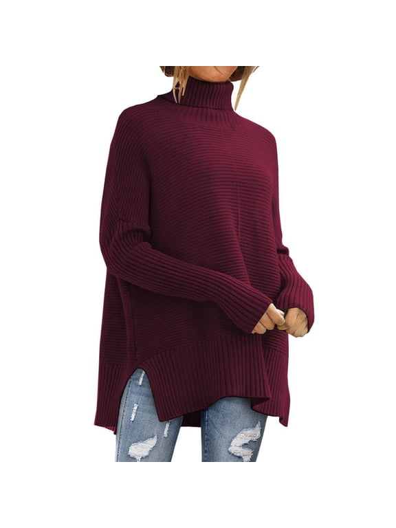 Hoodies for Women Women's Solid Color Turtleneck Long Sleeved Knitted Comfortable Pullover Sweater Promotion Sale