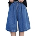 thumbnail image 1 of Clearance! Lisingtool Jeans for Men Vintage Denim Shorts for Men's Summer New Loose Fitting Straight Leg Wide Leg Pants with A Quarter Length Pants Promotion Sale, 1 of 7
