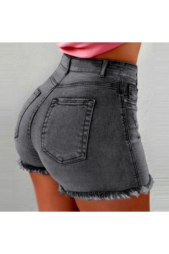 Clearance! Lisingtool Jeans for Women New Women Summer Short Jeans Denim Female Pockets Wash Denim Shorts Grey Promotion Sale
