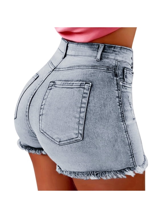 Clearance! Lisingtool Jeans for Women New Women Summer Short Jeans Denim Female Pockets Wash Denim Shorts Light Blue Promotion Sale