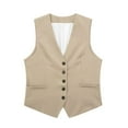 thumbnail image 1 of Lisingtool Tank Tops for Women Women's Solid Casual Linen Blend Vest Jacket Khaki, 1 of 4