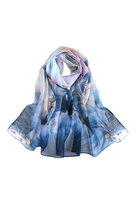 Clearance! Lisingtool Scarf for Women Women's Retro Colorful Printed Scarf Simple Cotton and Linen Warm Shawl Muslim Headscarf Scarf Sky Blue Promotion Sale