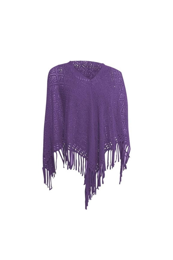 Clearance! Lisingtool Shawl Wraps for Women Women's Four Seasons Casual Shawl Knitted Geometric Tassel Decoration Multi Purpose Shawl Purple Promotion Sale