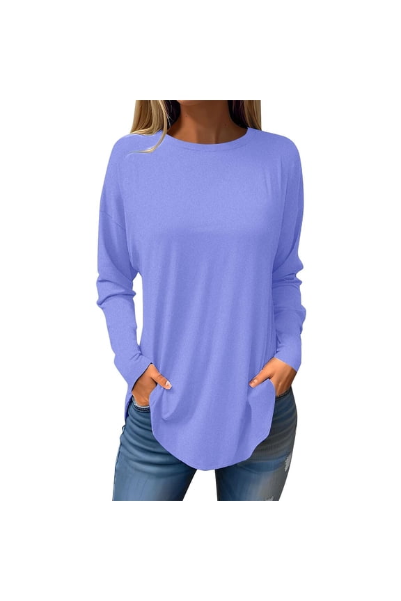 Shirts for Women Womens Blouses Casual Fall Tshirts Shirts Long Sleeve Cute Tops Floral Tunics Tops Crew Neck Sweatshirts