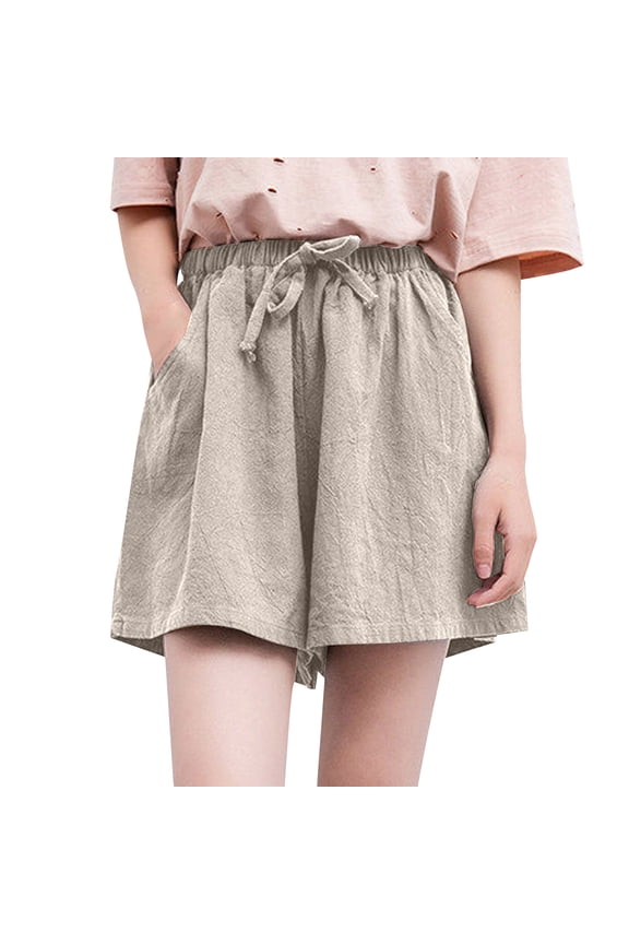 Clearance! Lisingtool Shorts for Women Cotton and Shorts Women's Casual Large Size Printed Plaid Pants Versatile Wide Legs Promotion Sale