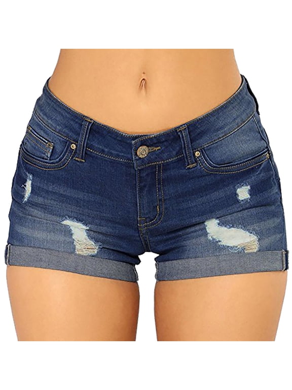 Clearance! Lisingtool Shorts for Women Women's Ripped High Waisted Denim Shorts Stretchy Jean Shorts Promotion Sale