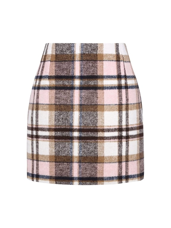 Clearance! Lisingtool Skirts for Women Womens High Waist Plaid Skirt Bodycon Pencil Wool Skirts Promotion Sale
