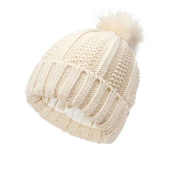 Clearance! Lisingtool Sun Hats for Women Womens Winter Knitted Beanie Hat with Faux Pom Warm Knit Cap Beanie Hats for Women Beige Promotion Sale