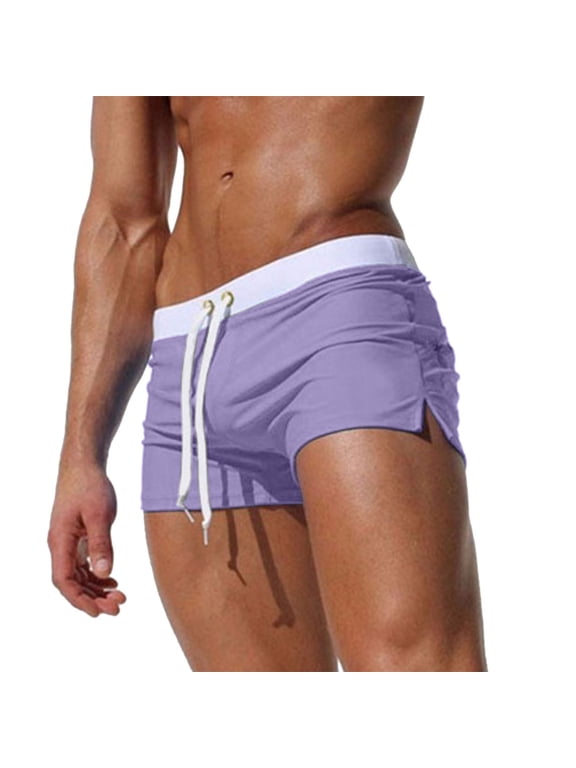 Clearance! Lisingtool Sweatpants for Men Male Spring and Summer Ultra Short Color Matching Shorts Zipper Pocket Slit Trousers Legs Beach Swimming Sports Shorts Purple Promotion Sale