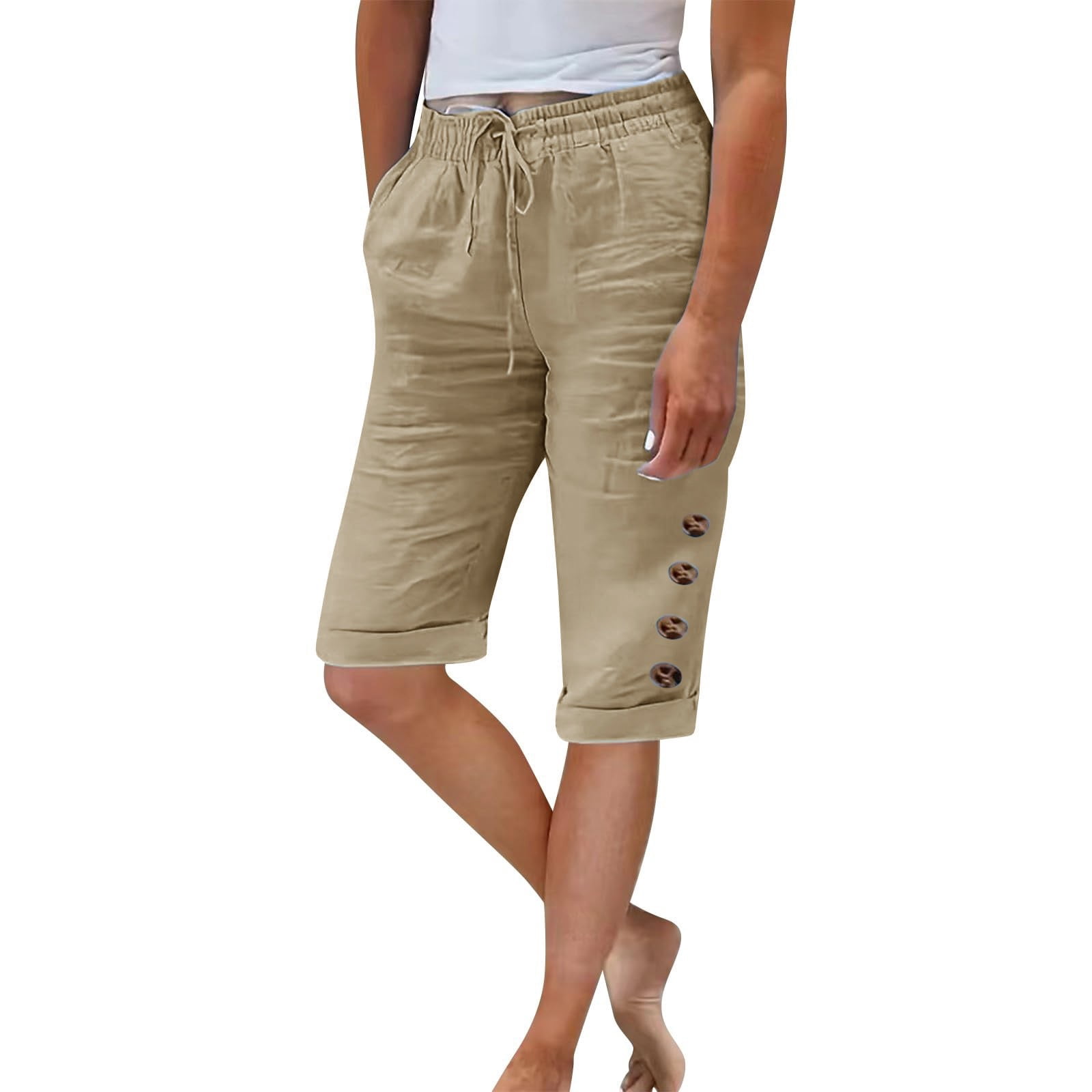 Clearance! Lisingtool Sweatpants Women Linen Shorts for Women Knee