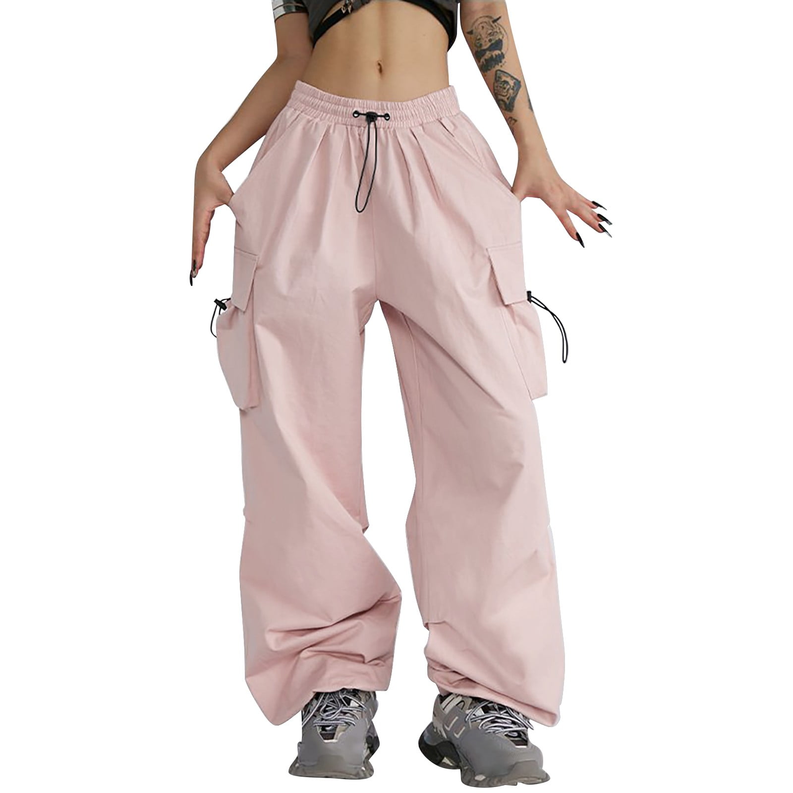 Lisingtool Cargo Pants Women's Parachute Pants with 4 Lisingtool Cargo Pants Women's Parachute Pants with 4