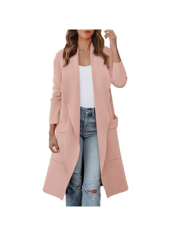 Sweatshirt for Women Women's Casual Long Sleeve Draped Open Front Knit Pockets Long Cardigan Jackets Sweater Pink Promotion Sale