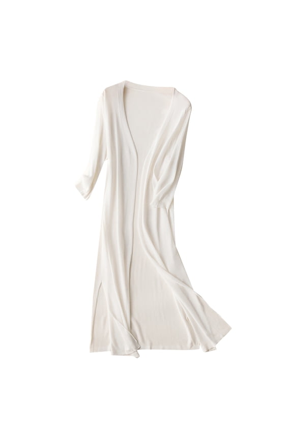 Sweatshirt for Women Ladies' Solid Linen Ice Cotton and Linen Knit Cardigan Midi White Promotion Sale