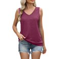thumbnail image 1 of Lisingtool Tank Top Women Casual Soft Loose Spring Summer V Neck Sleeveless Tee Shirts Basic Trendy Outfits Clothes Wine, 1 of 4