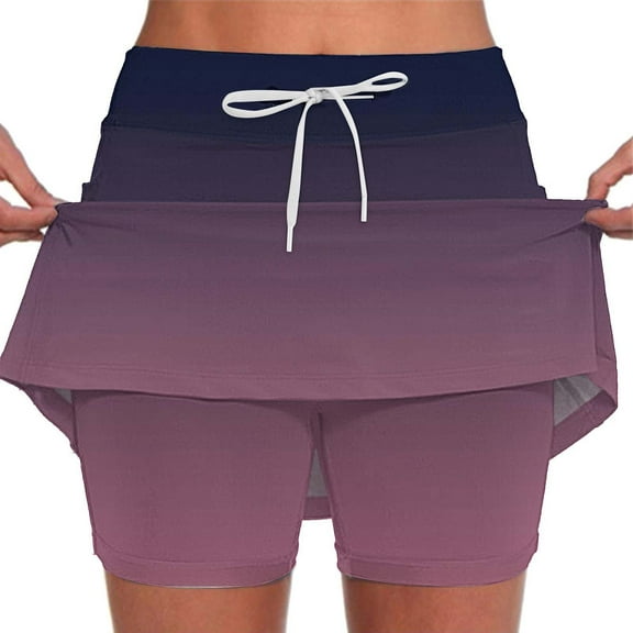 Clearance! Lisingtool Women's Fashionable Casual Sports Casual Skirt With Pocket Drawstring Solid Color Mid Waist Skirt Pants Grey on Clearance