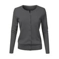 thumbnail image 1 of Clearance! Lisingtool Womens Cardigan Women's Round Neck Cardigan Knitted Long Sleeved Large Yards Loose Solid Color Short Sweater Jacket Cardigan Dark Gray Promotion Sale, 1 of 4