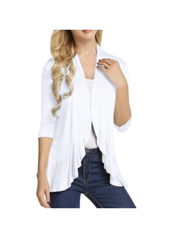 Clearance! Lisingtool Womens Cardigan Womens Beach Kimono Cover Up Sheer Chiffon Cover Ups Casual Loose Open Front Cardigan Tops White Promotion Sale