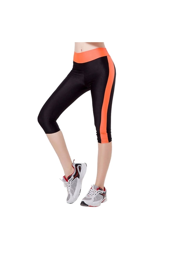 Clearance! Lisingtool Yoga Pants Women Women's High Waist Tummy Control Yoga Workout Capris Leggings Side Pockets Orange Promotion Sale