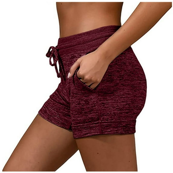 Clearance! Lisingtool Yoga Pants Women Women Soft and Comfy Activewear Lounge Shorts with Pockets and Drawstring Wine Promotion Sale