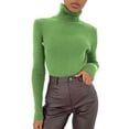 thumbnail image 1 of Clearance! Lisingtool thermal underwear for women Women Soft Sweater Slim Fit Lightweight Long Sleeve Turtleneck Tops Undershirt Sexy Knitted Warm Fitted Fashion Pullover Sweater Green, 1 of 8