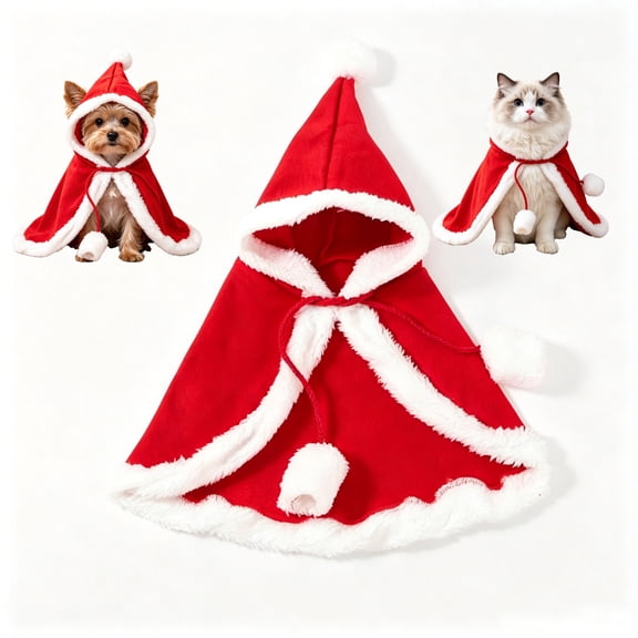 Clearance!Little Red Riding Hood Cloak Cat and Dog Costumes Christmas Pet Dress Up Pet Cosplay Pet Costumes for Party(M)