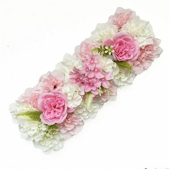 Clearance! Liulin 1Pc Artificial Flower Panels for Wall Backdrop, 3D Silk Hydrangea Rose Floral Panel for Photo Background Home Party Wedding Backdrop Decor, Artificial Flower Wall, 19.7 x 7.9 Inch