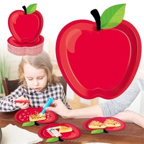 Clearance! Liulin 24Pcs Apple Paper Plates, Back to School Red Apple Plates, Apple Shape Disposable Paper Plates for First Day of School Party Supplies and Table Decoration, 7.4x6.6 Inch