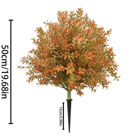 Clearance! Liulin 2Pcs Artificial Topiary Tree, Fake Fall Plant Fake Plants with 5.9" Ground Spike, Faux Shrub for Patio Farmhouse Porch Wedding Outside, Outdoor Faux Plants, 19.7 Inch