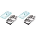 thumbnail image 1 of Clearance! Liulin 2Pcs Stainless Steel Meal Prep Containers, Food Storage Containers with Airtight Lids, Outdoor Lunch Box for Picnic Travel, Reusable Snack Box, Kimchi Box, Lunch Box, Double Grid, 1 of 5