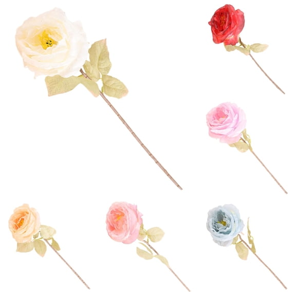 Clearance! Liulin 6Pcs Artificial Rose Flowers, Artificial Charred Edge Rose Fabric Single Head Rose Bouquet, Long Stem Fake Silk Roses for DIY Wedding Bouquet Table Centerpiece Home Decor