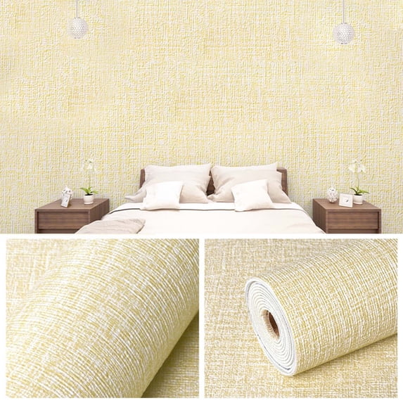 Clearance! Liulin Foam 3D Wall Panel Linen Wallpaper, Peel and Stick Waterproof Wallpaper, Grasscloth Wallpaper, Textured Wallpaper, Fabric Wallpaper, Vintage Wallpaper, 110 x 19.6 Inch, Beige