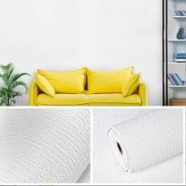 Clearance! Liulin Foam 3D Wall Panel Linen Wallpaper, Peel and Stick Waterproof Wallpaper, Grasscloth Wallpaper, Textured Wallpaper, Fabric Wallpaper, Vintage Wallpaper, 110 x 19.6 Inch, White