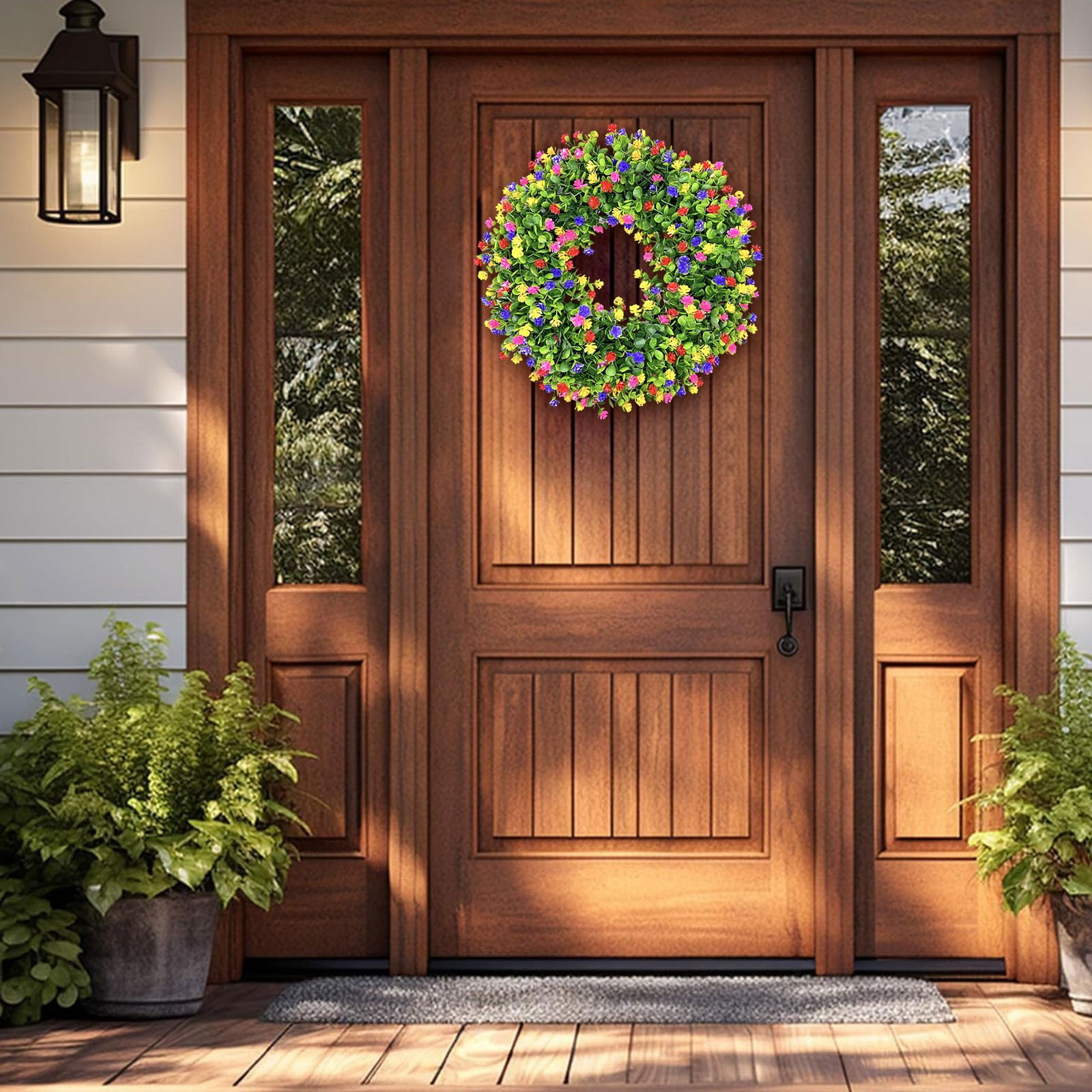 Clearance! Liulin Spring Wreaths for Front Door, Front Door Wreath ...