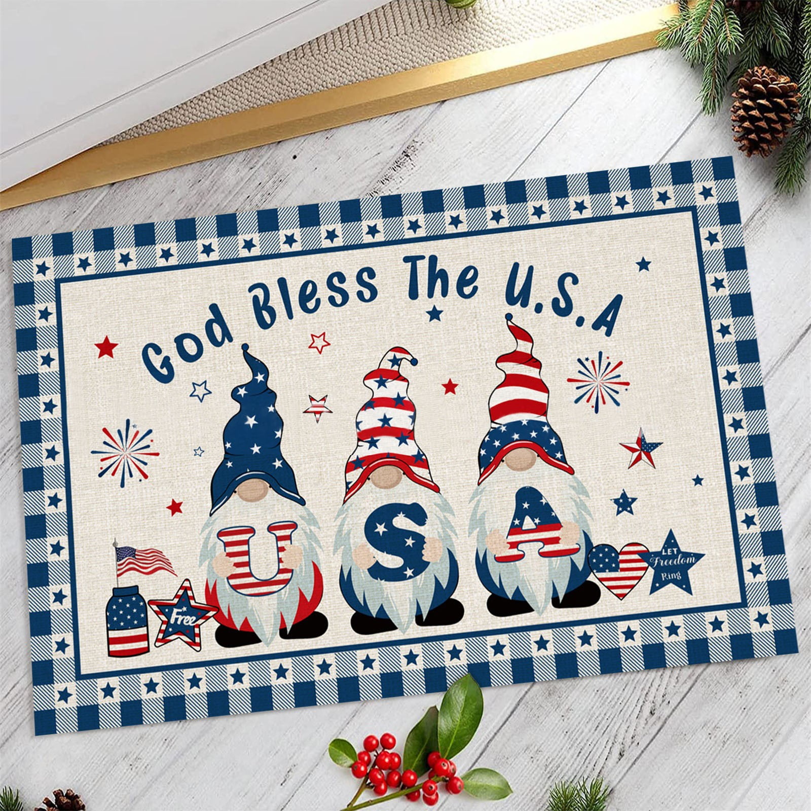 Clearance！ Lizhowu Carpet Floor Mat Independence Day Doormat Rustic