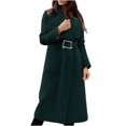 thumbnail image 1 of Clearance Long Coats for Women Women's Elegant Lapel Collar Double Breasted Pea Coat Regular Wool Blend Overcoat Coat Belt, 1 of 6