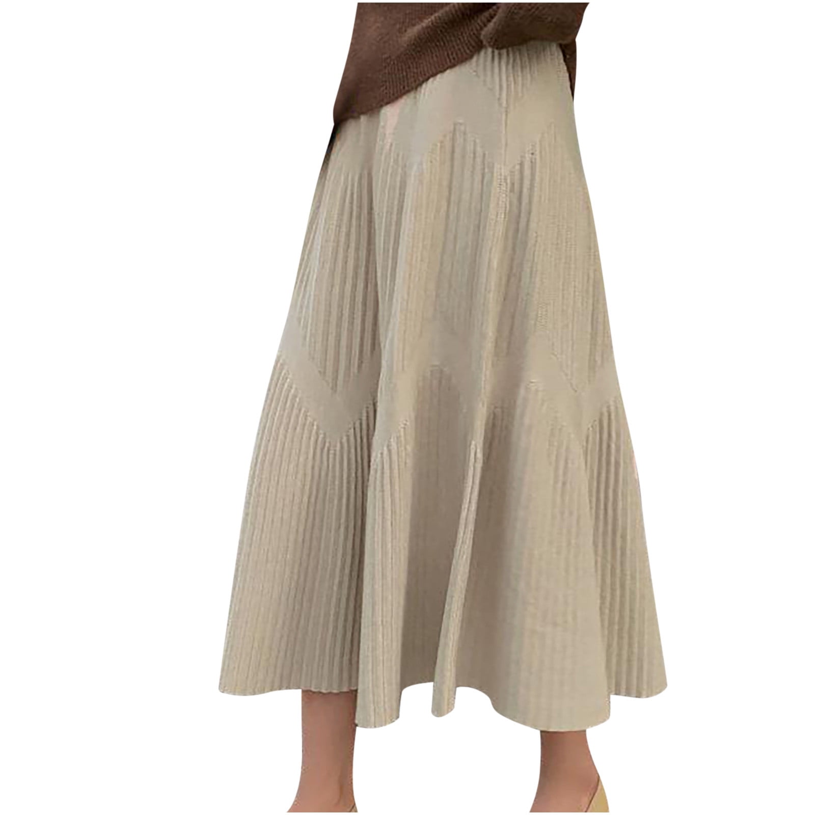 Clearance Long Skirts for Women Women s Elegant High Waist Ribbed Skirt A Line Flared Mid length Skirt Winter Stretchy Casual Pleated Skirts 6c6350b6 4501 430f bf78 56b7bffade37.6f2b5e092f06c9f73857f14d9c05db87