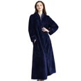 thumbnail image 1 of Clearance!Long Zipper Bathrobe Flannel Fleery Ladies Robe Women's Warm Pajamas Bathrobe Navy M, 1 of 6