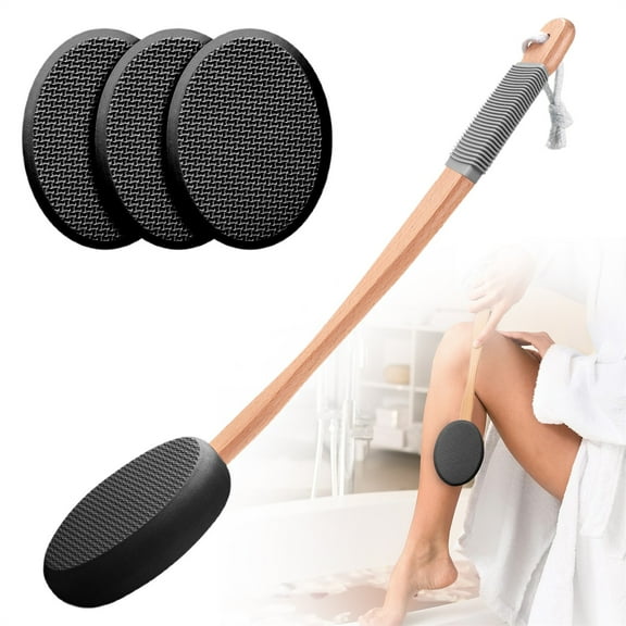 Clearance Lotion Applicator For Back Feet 3 Replaceable With 1 Long Handled Back Lotion Applicator For Elderly Women for Home & Kitchen White