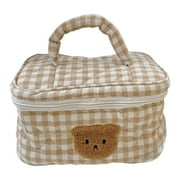 Clearance! Lotpreco Cotton Makeup Bag Large Travel Cosmetic Bag Quilted Cosmetic Pouch Cartoon Bear Toiletry Bag