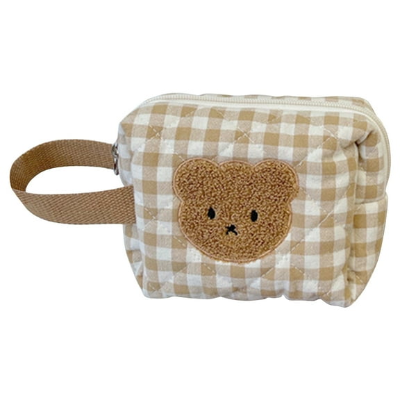 Clearance! Lotpreco Cotton Makeup Bag Small Travel Cosmetic Bag Quilted Cosmetic Pouch Cartoon Bear Toiletry Bag