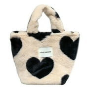 Clearance! Lotpreco The Tote Bags for Women, Fluffy Tote Bags Top-Handle Crossbody Handbag Trendy Plush Tote Bag for Travel Work
