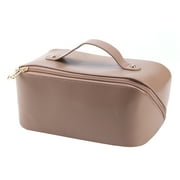 Clearance! Lotpreco Travel Makeup Bag,Large Opening Makeup Bag,Portable Makeup Bag Opens Flat for Easy Access, Toiletry Bag,PU Leather Makeup Bag,Large Cosmetic Organizer for Women Girls