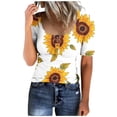 thumbnail image 1 of Clearance Low Scoop Neck Tunic Tops for Women Front Button-Up Short Sleeve Tee Floral Funny Tee Shirts Slim Fitted Tunic Blouses Comfort Casual T-Shirt Going Out Holiday Summer Clothes, 1 of 5